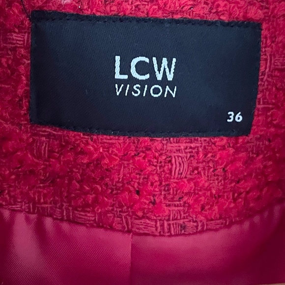 LC Waikiki Vision Women's Blazer Tweed Jacket Chanel vibe Double breasted Red S - Picture 7 of 16